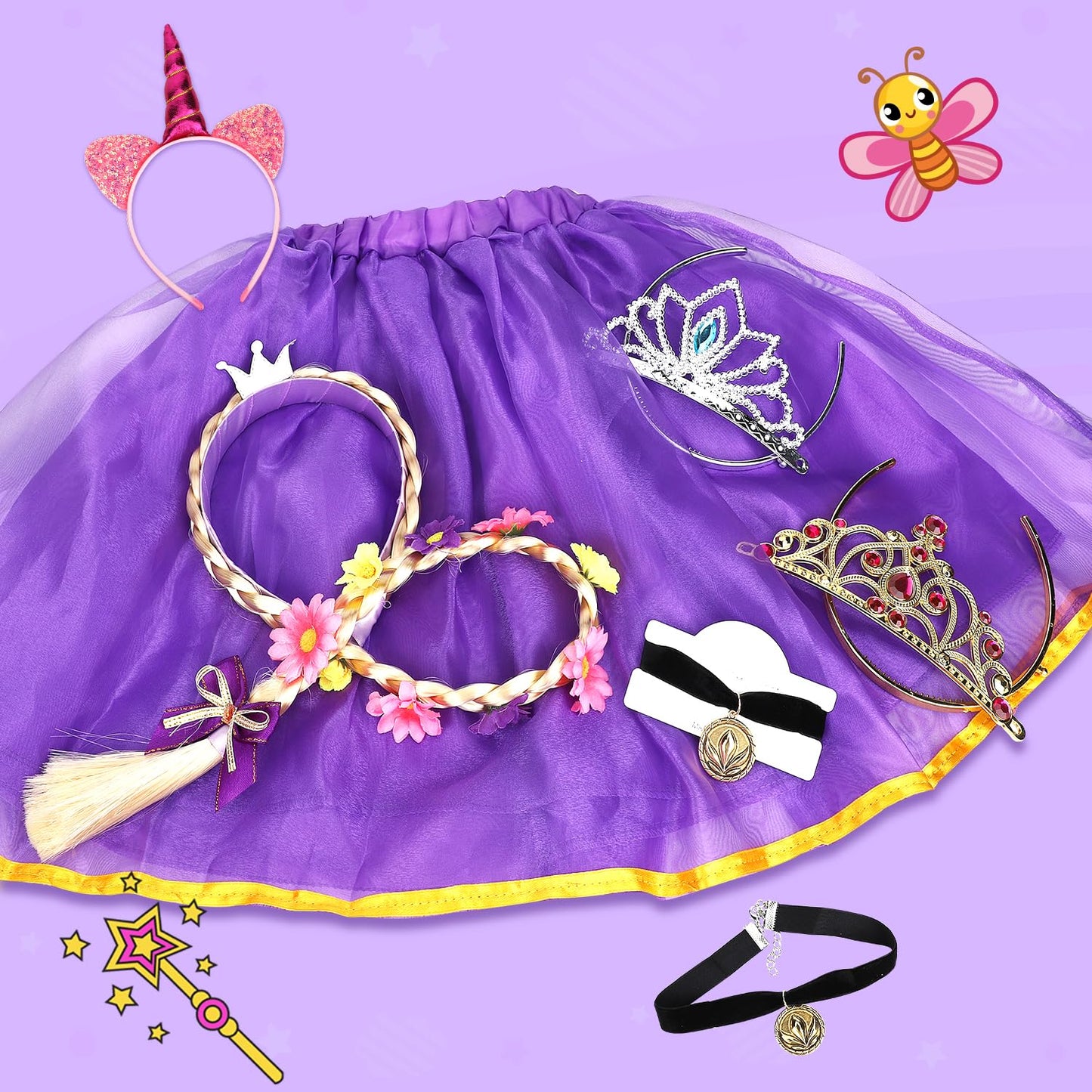 Dulsaera Princess Dress Up For Girls 4-6, Dress Up Clothes For Little Girls 3T-4T, Costumes With Crown Christmas Birthday Gift