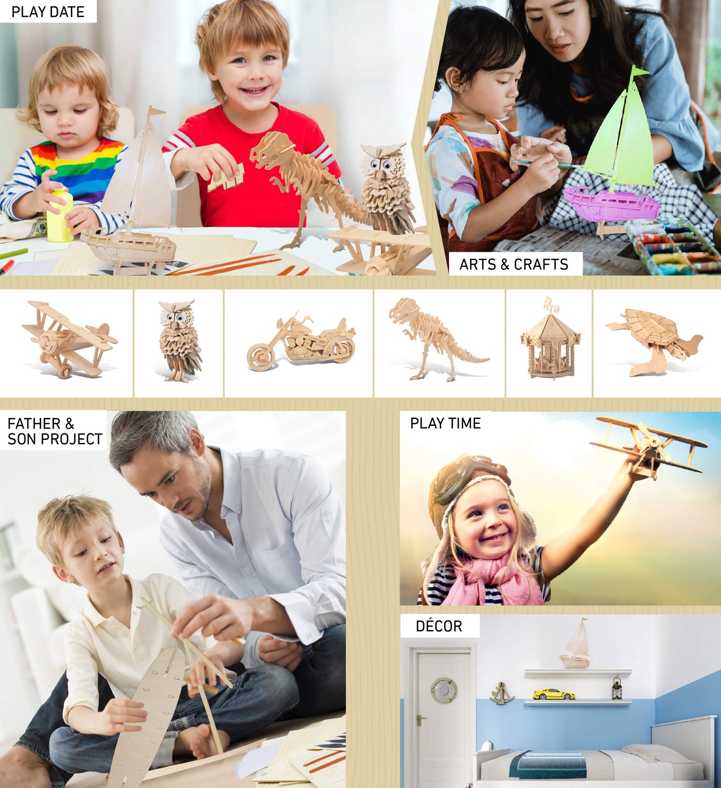 Puzzled 3D Puzzle Sailboat Wood Craft Construction Model Kit, Fun Unique & Educational Diy Wooden Toy Assemble Model Unfinished Crafting Hobby Boat Puzzle To Build & Paint For Decoration 39Pcs Pack