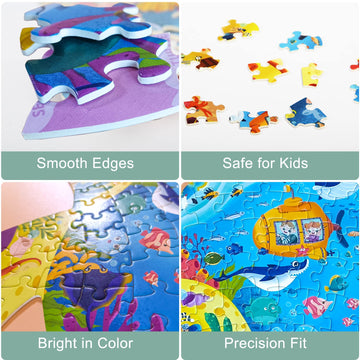 Kids Puzzles For Kids 6-8, 8-12 And Teens, 136 Piece Sea Turtle Jigsaw Puzzles For Children Age 6-10, Learning Puzzle Toys For Boys Girls Kids Birthday Gifts