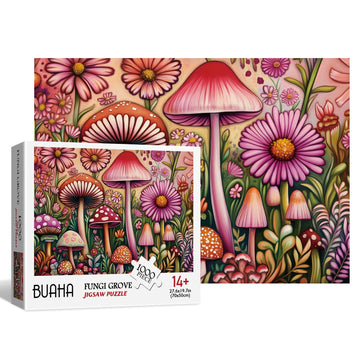 Buhah Mushroom Flower Garden Puzzles For Adults 1000 Pieces Nature Pretty Plant Floral Art Jigsaw Puzzles Impossible Challenging