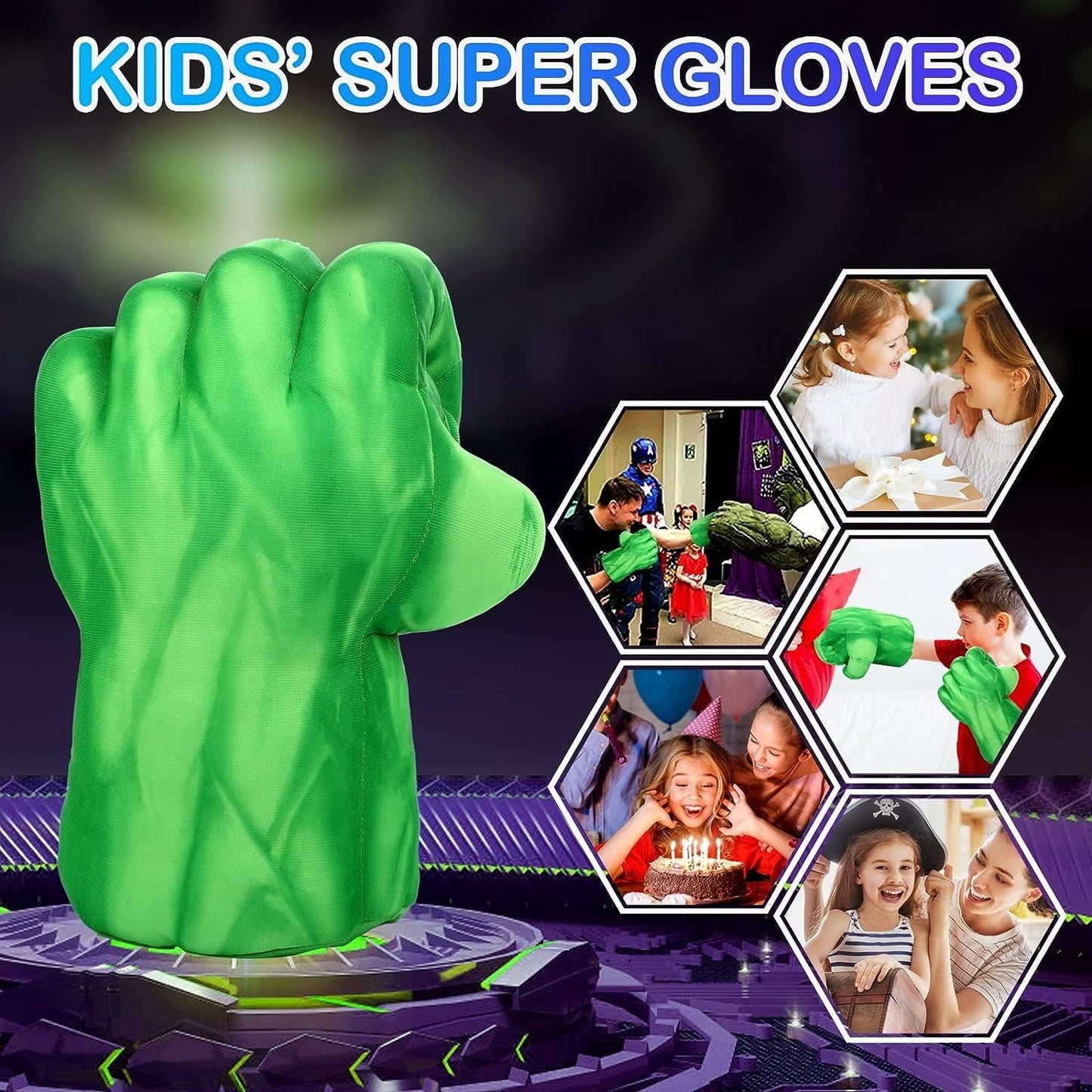 PROVAINT Gloves Hands Superhero Toys are for Dressing up and Boxing, Superhero Gloves are for Adults and Children, Green
