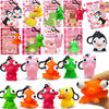 Valentines Day Gifts for Kids 28 Pack Valentines Cards with Squeeze Animals with Popping Eyes Keychains Bulk, Sensory Fidget Toy
