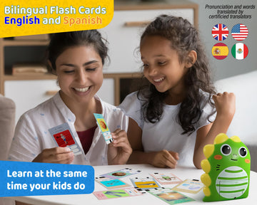 Gufino Talking Flash Cards For Toddlers – 300 Fun And Interactive English & Spanish Flash Cards To Strengthen Cognitive Abilities & Boost Language Development – Learning Toys For Quality Family Time