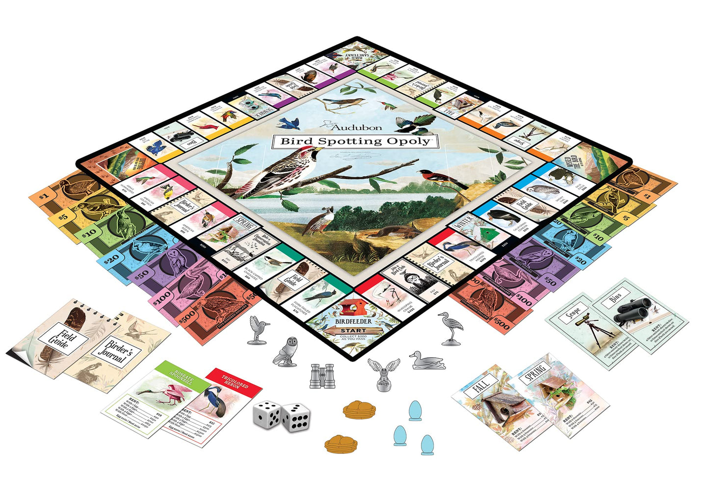 Masterpieces Opoly Board Games - Audubon Opoly - Officially Licensed Board Games For Adults, Kids, & Family