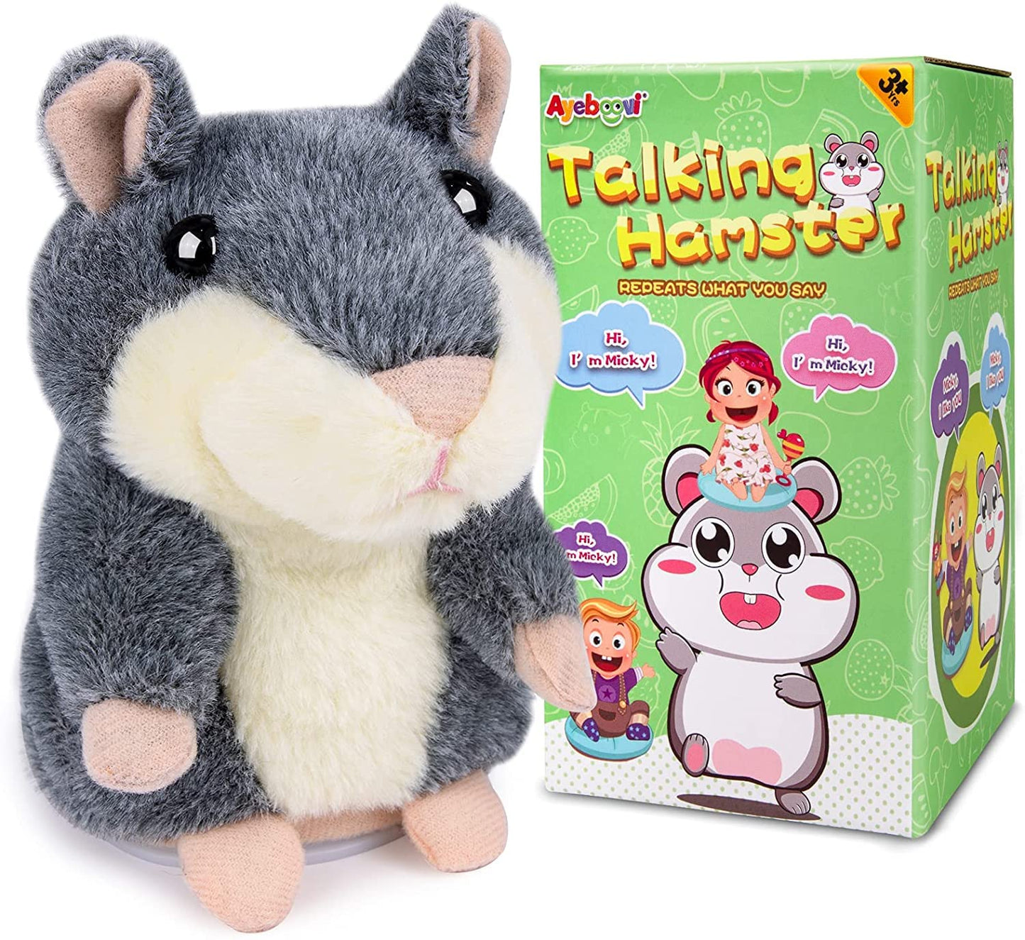 Ayeboovi Toddler Toy Talking Hamster Repeats What You Say Baby Toys Gifts For Kids Fun Toys Retro Toys Plush Hamster Talking Toy For 3 4 5 Years Old Boys Girls