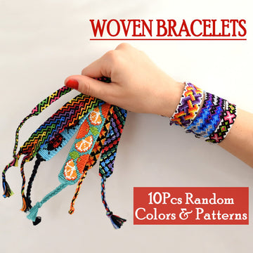Novelty Place 10 Pcs Woven Bracelet Bulk for Women & Girls - Nepal Style Friendship Bracelets Handmade Braided Rope Wrist String
