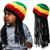 Geyoga Rasta Hat With Long Black Hair Funny Rasta Wig Beanie Jamaican Dreadlocks Wig Hat For Children'S Costume Headwear Accesso