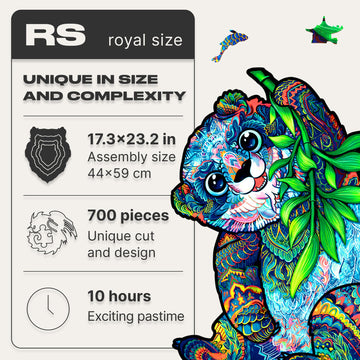 Unidragon Original Wooden Jigsaw Puzzles - Serious Panda, 700 Pcs, Royal Size 17.3''X23.2'', Beautiful Gift Package, Unique Shap