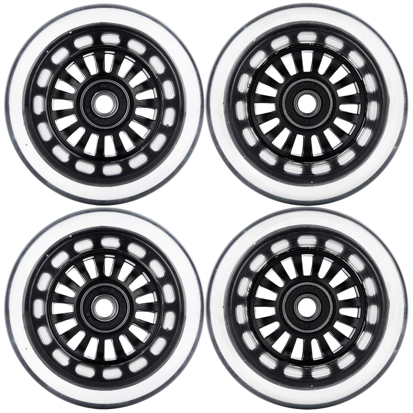 Aowish Ride On Swing Twist Wiggle Car Polyurethane Replacement Wheels W/Bearings Abec-9 (2 Front Wheels With Convex Hub, 2 Rear Wheels With Concave Hub) (Black)