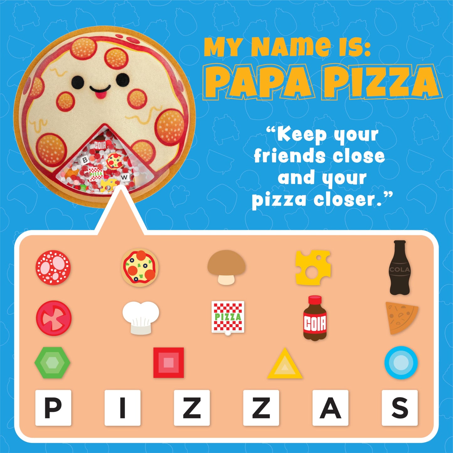 Bizyboo - The Original Seek & Find Plush - Hidden Object Search Problem Solving Educational Matching Game For Kids 2 And Up - 2 Pack (Cruz & Papa Pizza)