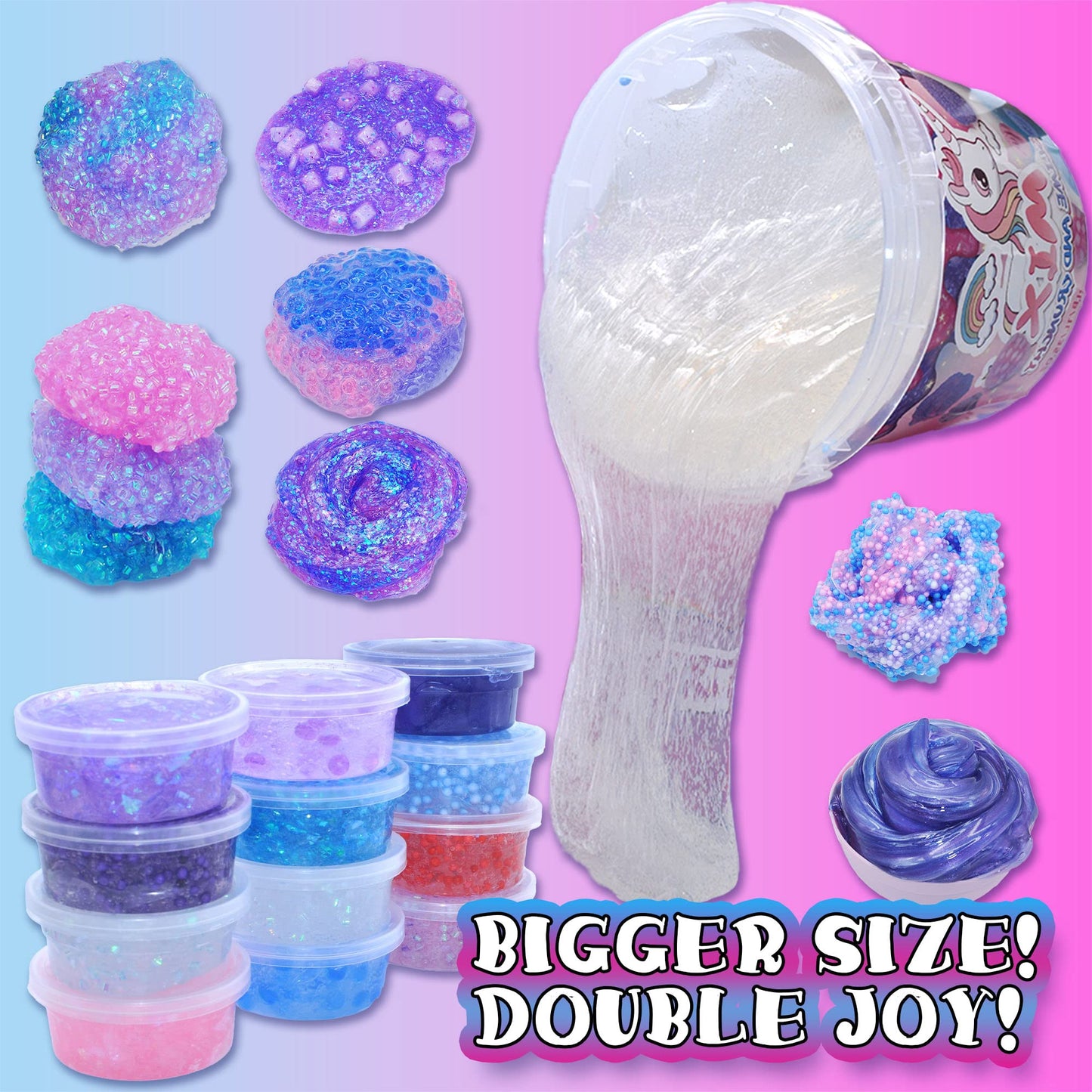 Crystal Unicorn Slime Kit for Girls 4-12: All-in-One Set with Butter, Glimmer Crunchy, Galaxy, Foam & Jelly Beans Slime - Perfec