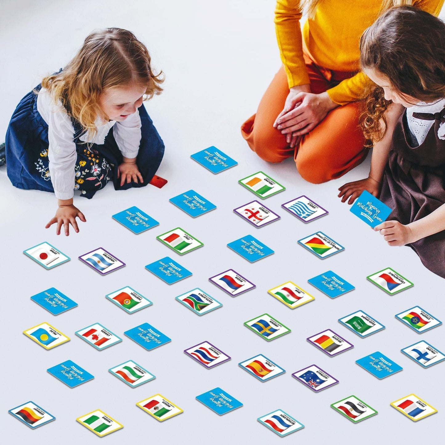 gisgfim Memory Matching Game - 50 Pairs Flags of The World, Colorful Educational Card Game for Kids & Adults, Fun & Fast Concentration Game