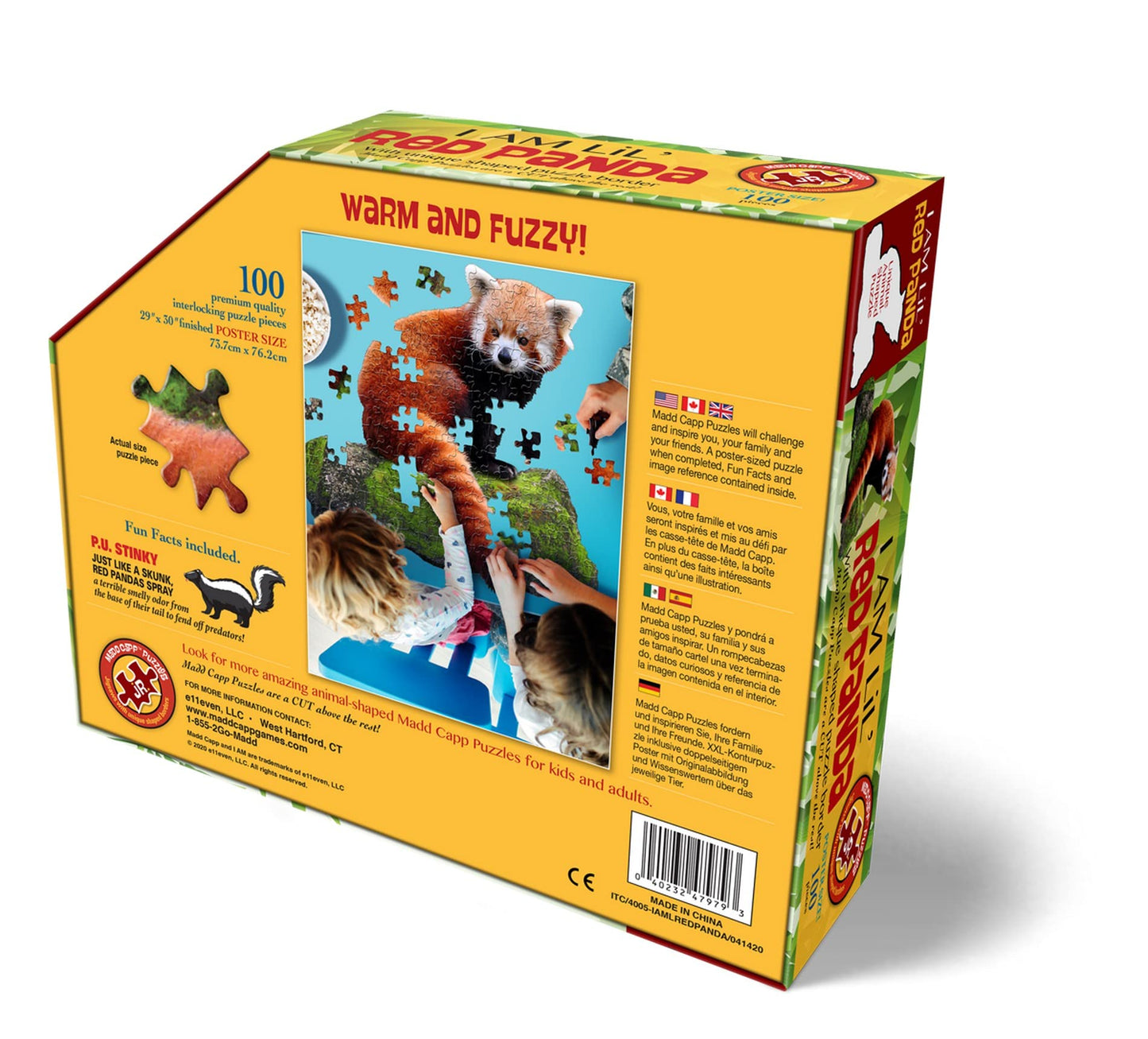 Madd Capp Puzzles Jr. - I Am Lil’ Red Panda - 100 Pieces - Animal Shaped Jigsaw Puzzle