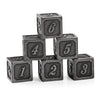 DNDND Ancient Silver D6 Dice Set, 6 Pieces Six Sides Solid Metallic Dice with Free Black Velvet Bag for DND RPG Pathfinder Shado