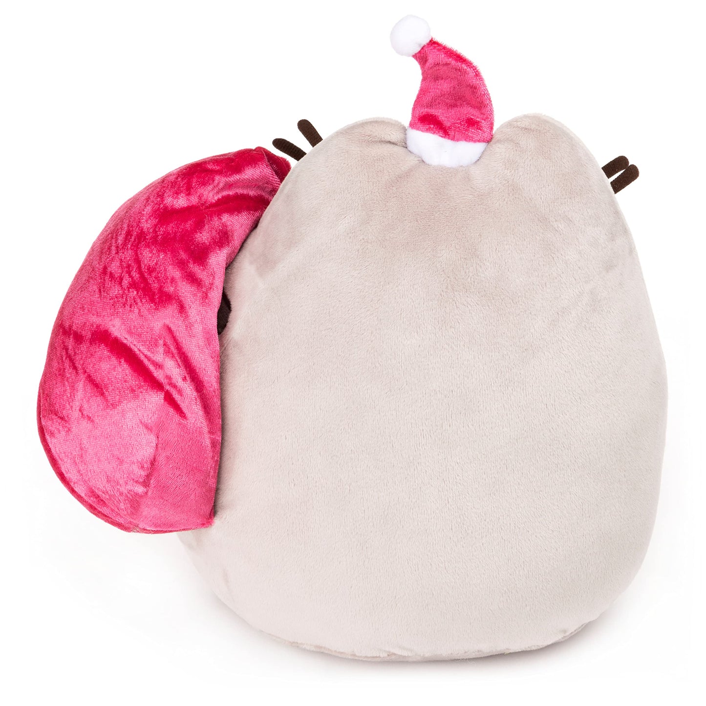 Gund Santa Claws Pusheen Holiday Plush Stuffed Animal Cat, Gray And Pink, 9.5