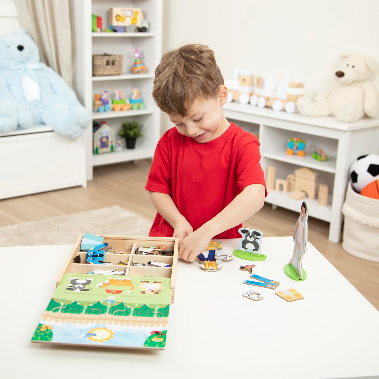 Melissa & Doug Occupations Magnetic Dress-Up Wooden Pretend Play Set (82 Pcs) - Magnetic Dress-Up Dolls For Kids