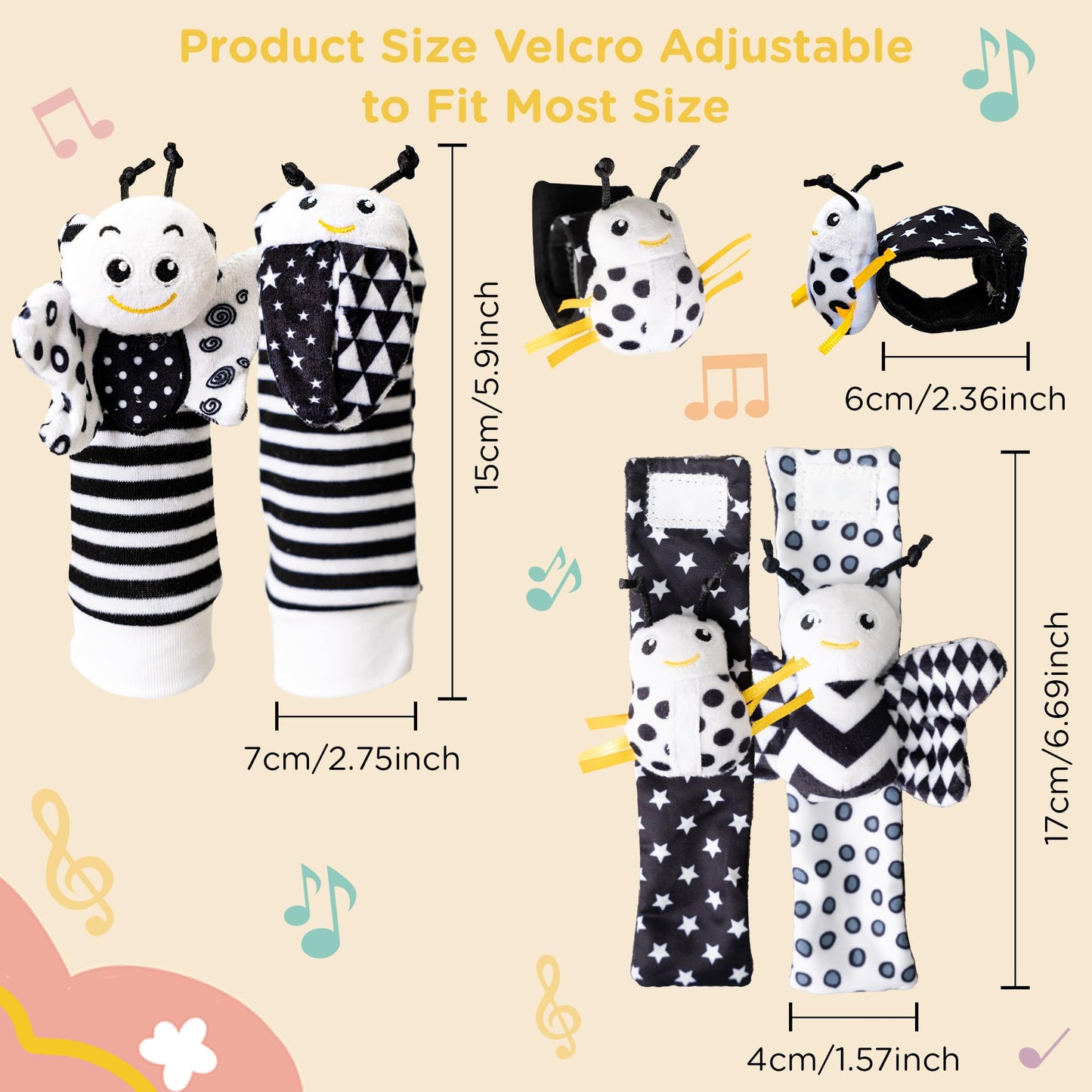 Infant Toys 0-6 Months, Newborn Baby Toys Rattle Socks | 4Pcs Wrist Rattles Foot Finders Sock Set - Newborn/Babies Essentials Mu