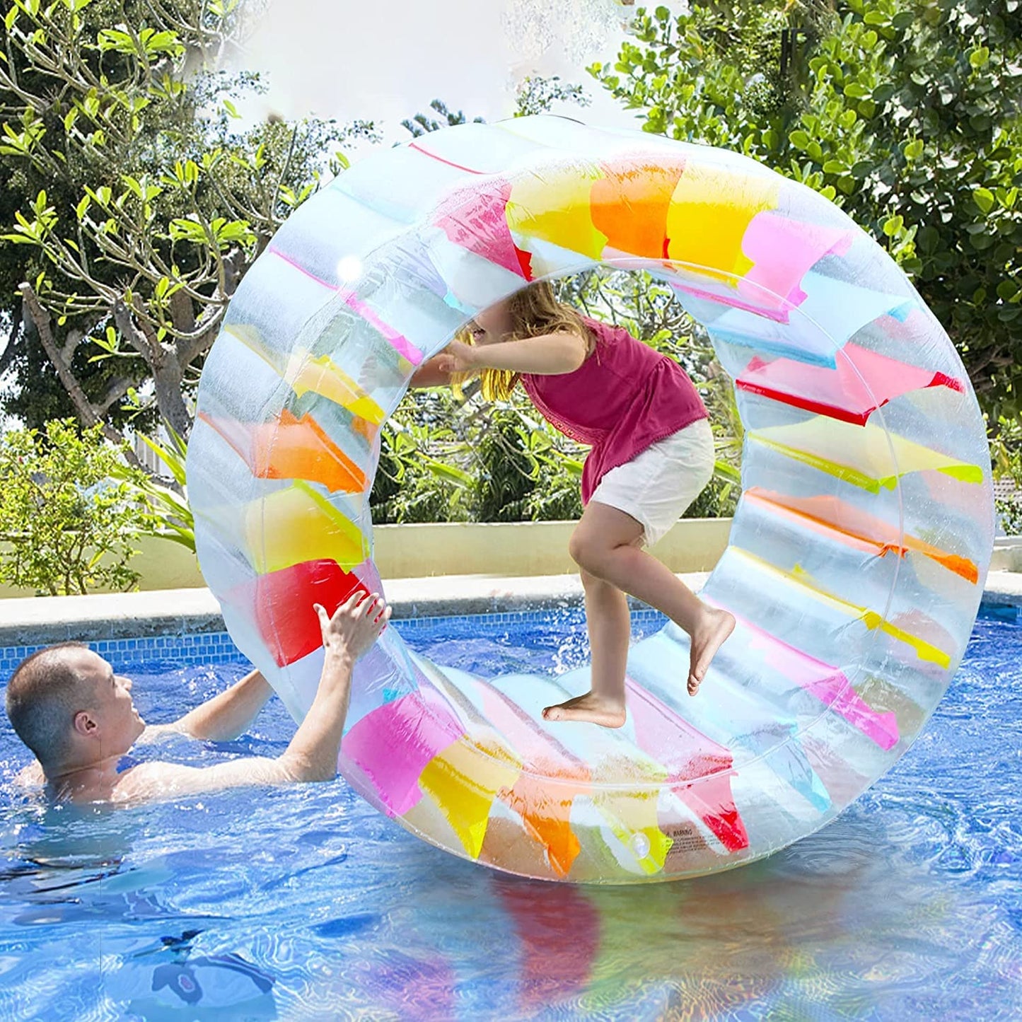 Kurala 47 Inflatable Water Wheel Pool Float, Giant Roller Float, Colorful Pool Toy Children Swimming Pools