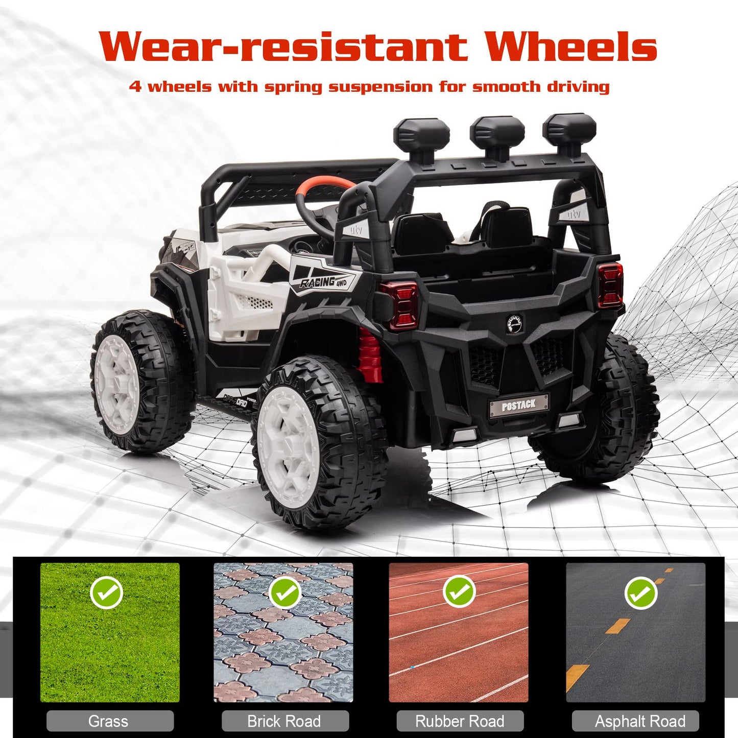 Postack 24V Kids Ride On Car With Parent Remote Control, 2Wd/4Wd Battery Powered Electric Toy Car With Car Key, 4X4 Ride On Utv