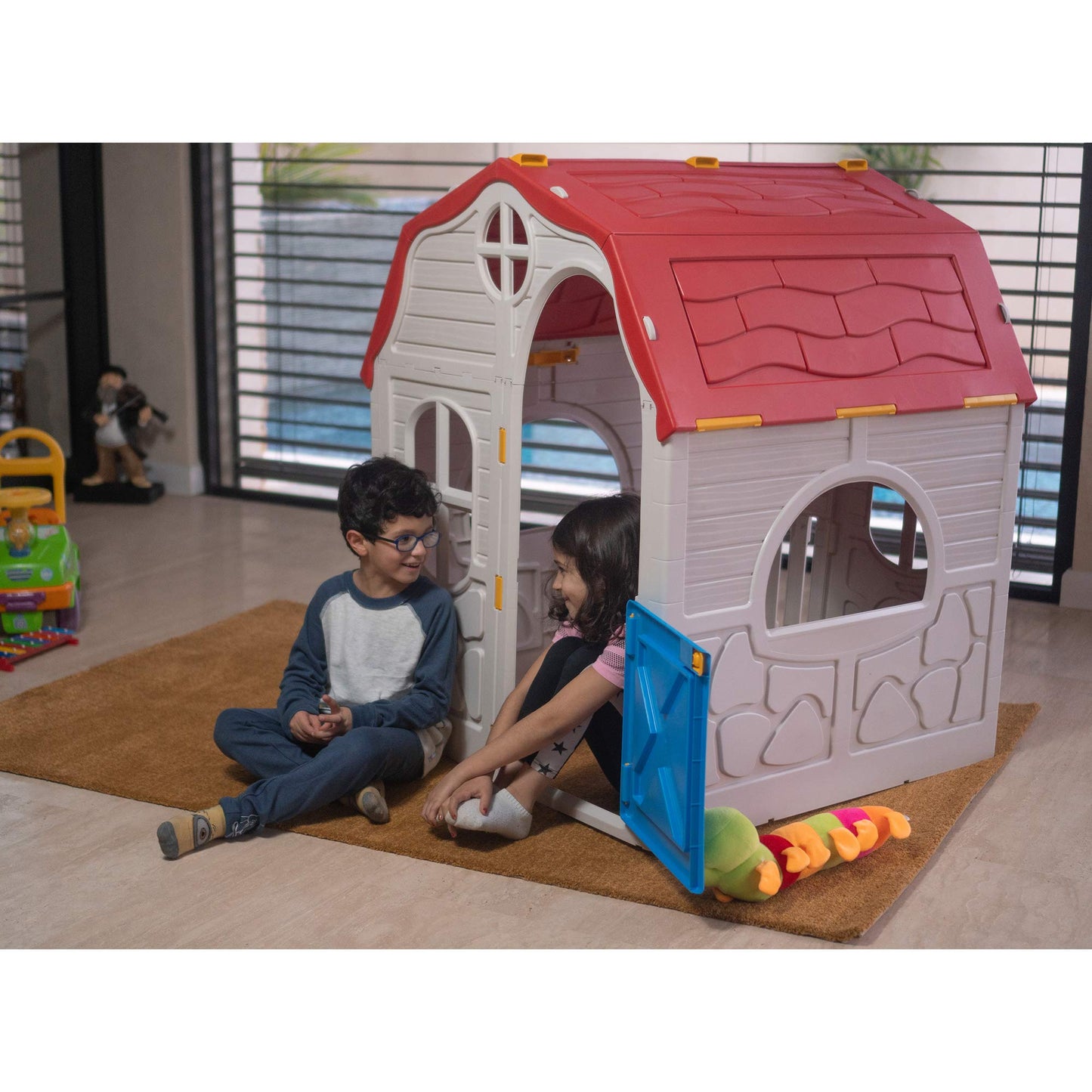 Ram Quality Products Classic Real Feel Cottage Compact Foldable Plastic Toddler Roomy Outdoor Playhouse For Children Ages 2 Year