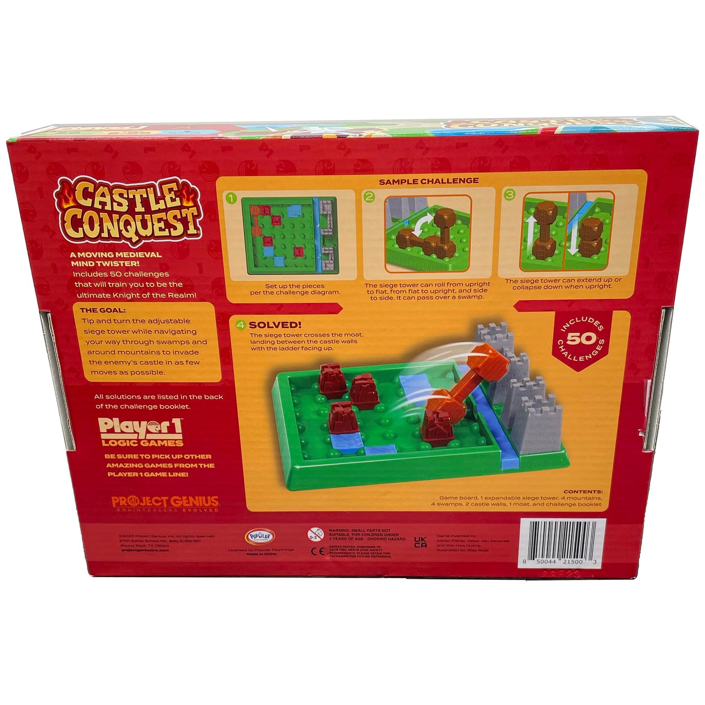 Player 1: Castle Conquest - Single Player Logic Game, 50 Challenges & Puzzles, Difficulty Levels Range From Easy To Difficult, Project Genius, Ages 8+