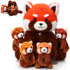 Syhood 5 Pcs Red Panda Stuffed Animal Toys Kids Valentine'S Day Gifts Favor Supplies Family Set 13 Inch Mommy Plush With 4 Cute