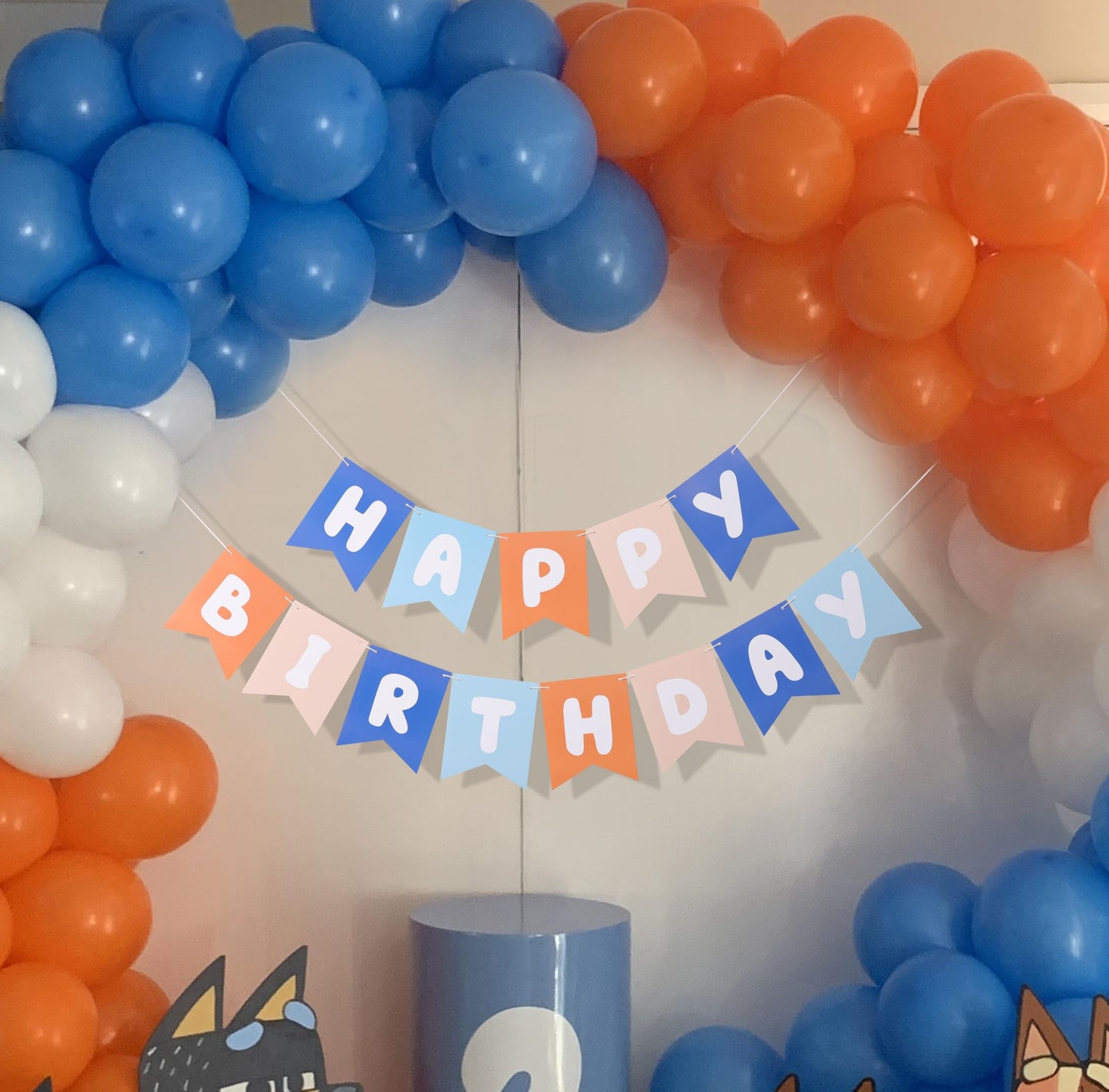 Light Blue Navy Brown Orange Happy Birthday Banner - Birthday Party Decoration for Boys, Happy Birthday Garland Inspired by Blue