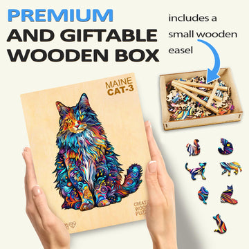 Wooden Puzzles for mature-themeds Cat Puzzles Wooden Jigsaw Puzzles for mature-themeds 175 Pieces Wood Puzzles mature-themed Unique Animal Shape Wood Puzzle Creative Puzzle Gifts for Puzzle Lovers(11.4 * 8.9in)