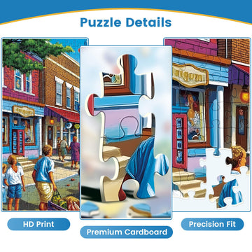 500 Piece Puzzles for mature-themed Commercial Street Jigsaw Puzzle for Kids mature-themed Seniors Puzzle with Letters on Back Interlock Perfectly Gifts Halloween Thanksgiving Christmas Family Games Lovers 20.5*15In