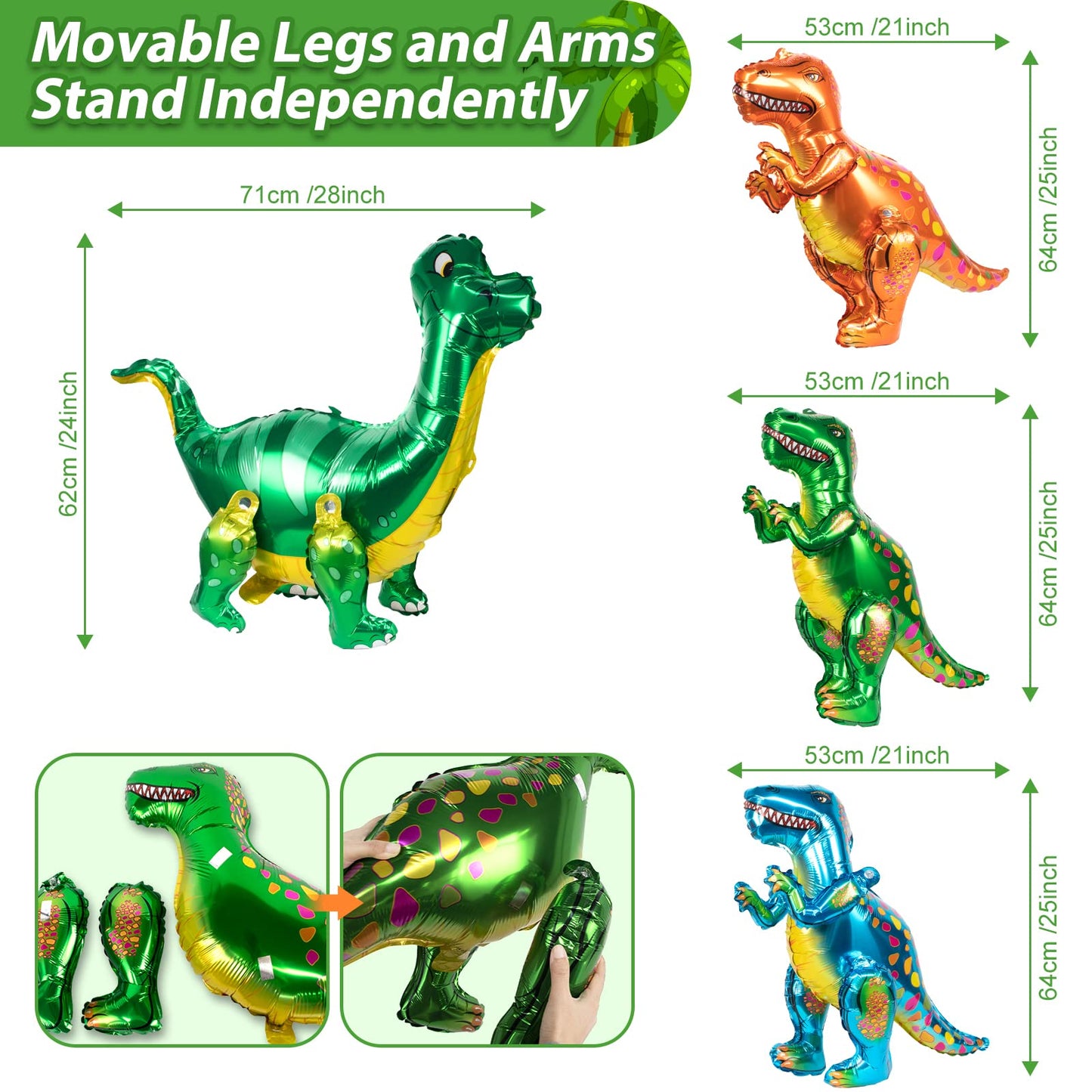 Hjingy 353 Pcs Dinosaur Party Decorations, Dinosaur Birthday Party Supplies For Kids Include Dinosaur Foil Balloons, Happy Birth