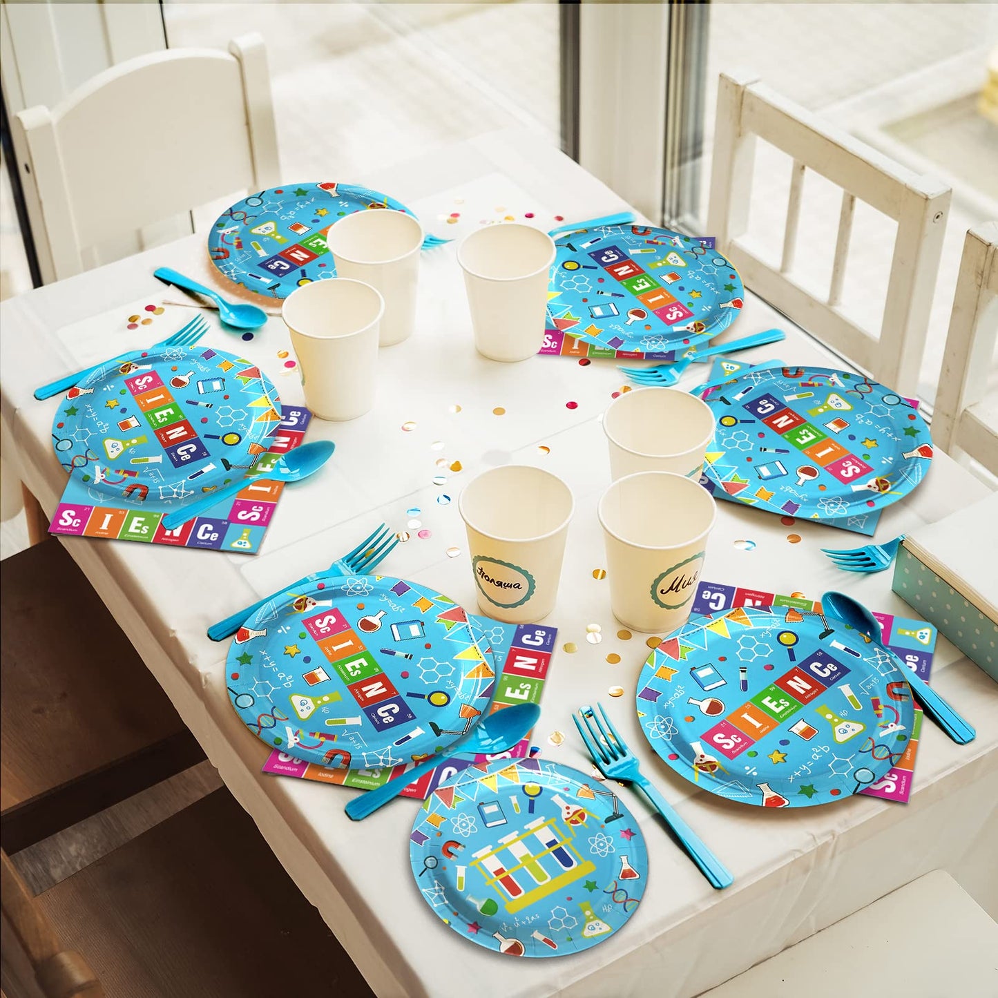 Wiooffen 96 Pcs Science Party Party Supplies Pack Mad Scientist Party Tableware Set Party Decorations Little Scientist Birthday