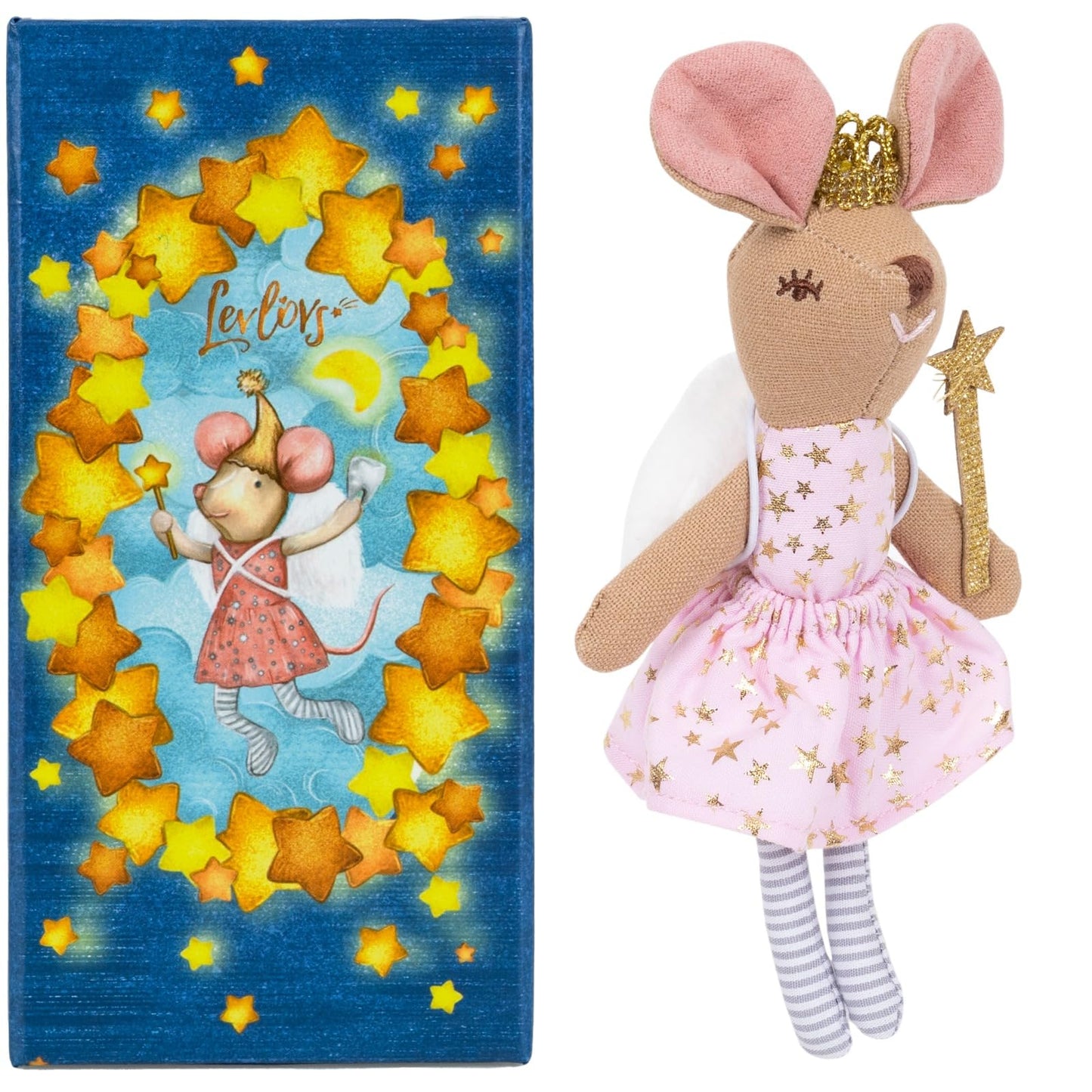 LEVLOVS Tooth Fairy Mouse Stuffed Animal|Linen Mouse Toy|Mouse Family|Cotton Mouse|Fairy Mouse|Mini Dolls Set|Fabric Doll Mice T