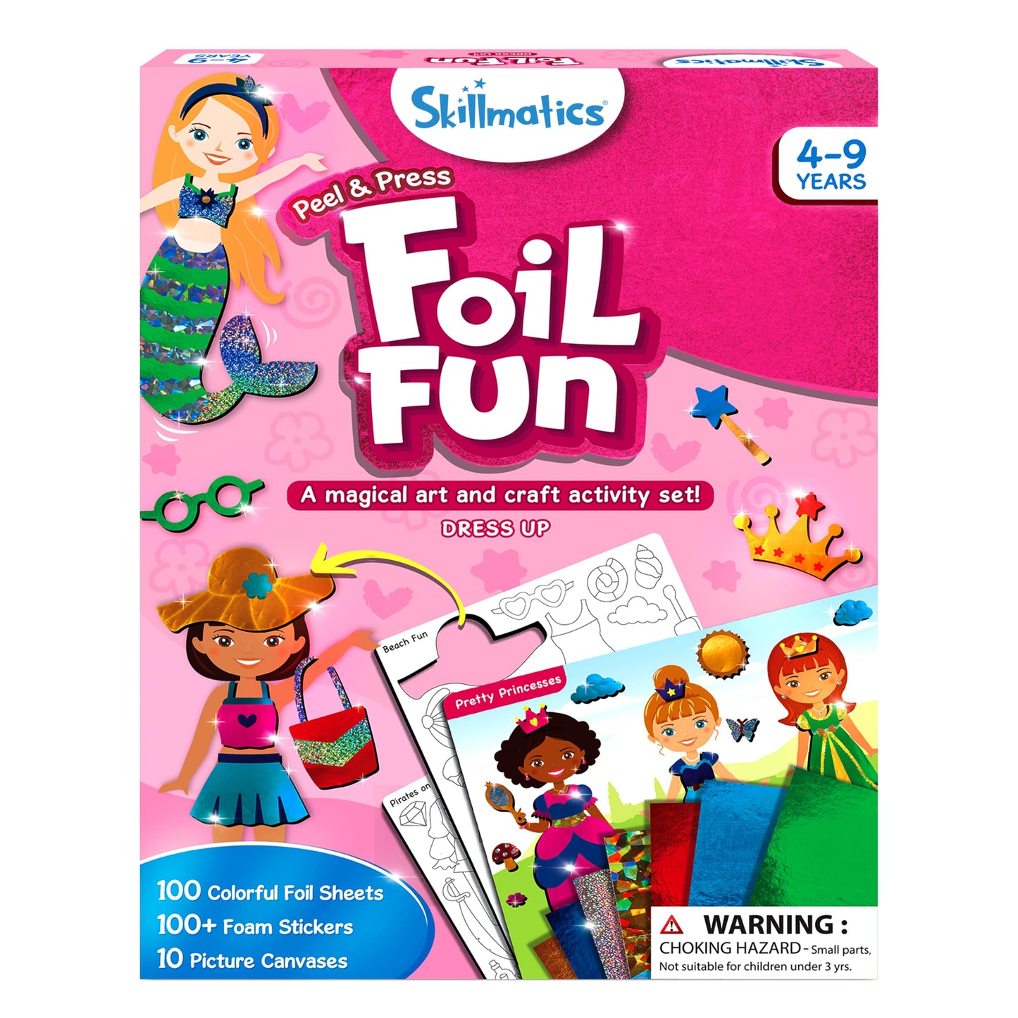 Skillmatics Foil Fun - Dress Up, No Mess Art For Kids, Craft Kits & Supplies, Diy Creative Activity, Travel Toys, Gifts For Girls & Boys Ages 4, 5, 6, 7, 8, 9, Travel Toys
