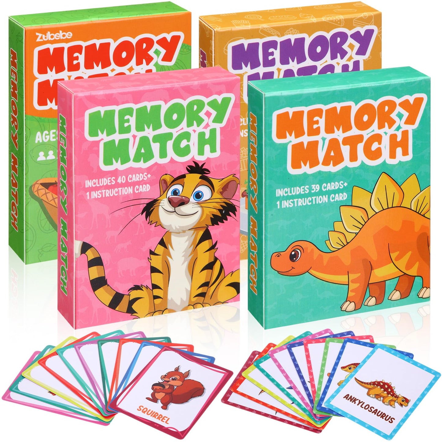 Zubebe 4 Sets Memory Matching Game For Kids Memory Match Fun Matching Game Educational Toys For Family Game Night, Party Favors,