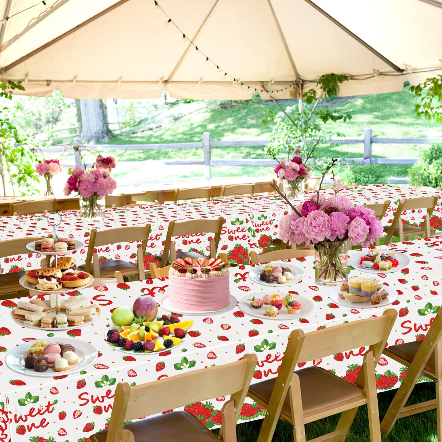 4 Pack Strawberry Tablecloth 51 X 86 Inch Strawberry Tablecloth Strawberry Party Tablecloth Strawberry Birthday Party Table Clot