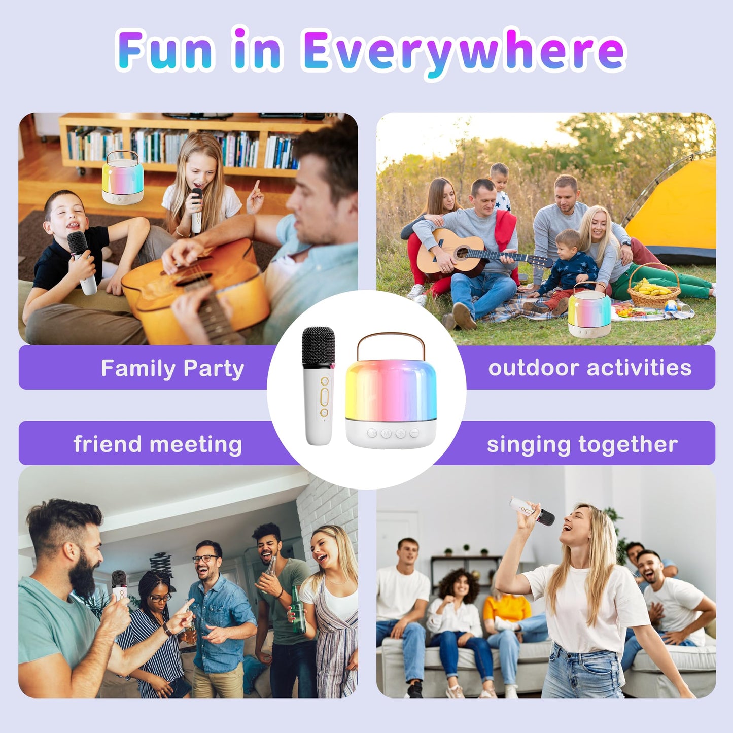 Mini Karaoke Machine For Kids Adult: 1Mic Portable Bluetooth Speaker With Wireless Microphone - Karaoke For Girls Age 4 5 6 7 8