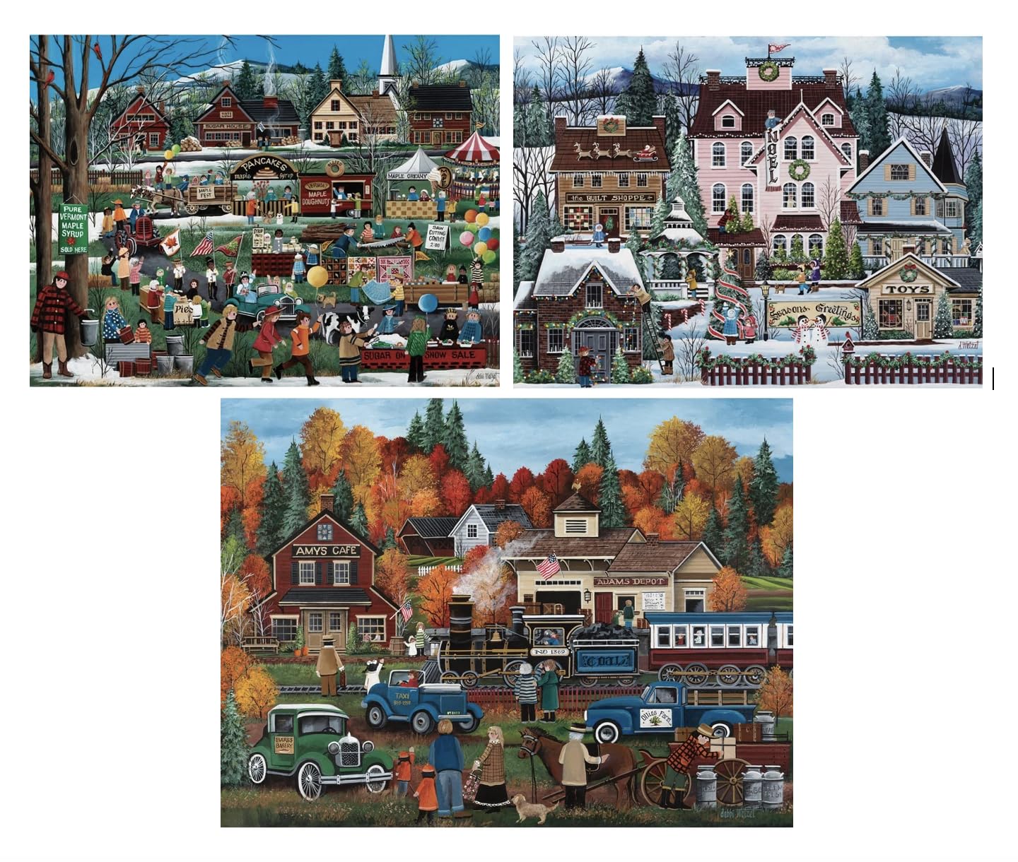 Bits and Pieces - Value Set of Three Jigsaw Puzzles for Adults - Colorful Seasons Collection by Debbi Wetzel - Spring, Summer, A