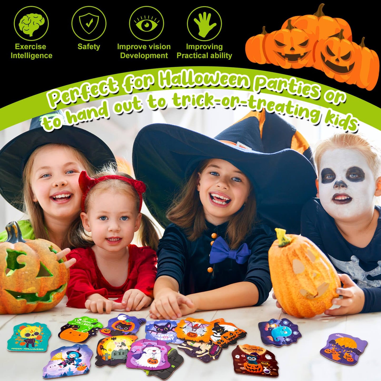 Hfaydzsw 24 Pack Halloween Puzzle For Kids, Halloween Party Favor Games, Halloween Jigsaw Puzzles Perfect For Classroom Rewards
