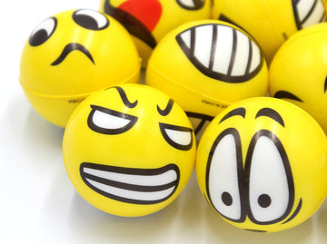 Set of 12 - Fun Face Stress Balls Cute Hand Wrist Stress Reliefs Squeeze Balls for Kids and Adults at School or Office Party Fav