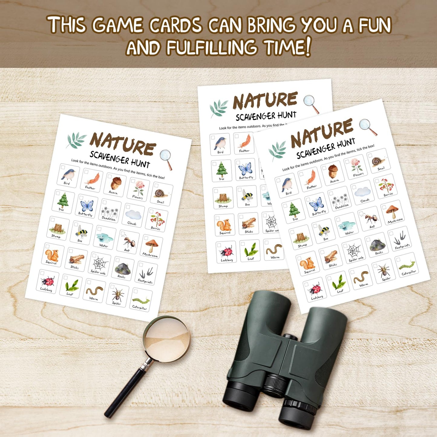 Ltazhyi Nature Scavenger Hunt Cards Set Of 30 Pcs, Nature Treasure Hunt Game For Family Friends, Outdoor Holiday Party Game Find