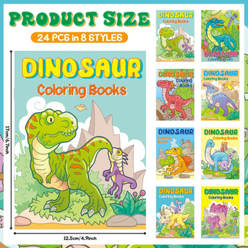 Fulmoon 24 Pcs Mini Dinosaur Coloring Books Dinosaur Party Favors Dino Coloring Book Total 336 Pages Painting Drawing Creative A