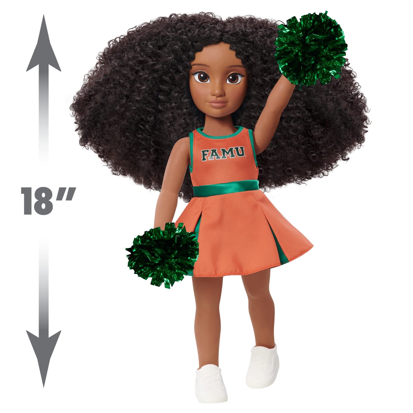 Just Play Hbcyou Famu Cheer Captain Alyssa 18-Inch Doll & Accessories, Curly Hair, Medium Brown Skin Tone, Designed And Developed By Purpose Toys