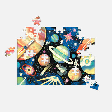 Mudpuppy Space Mission 100 Piece Double-Sided Puzzle - Two Fun Puzzles In One!, Colorful Illustrations Of Your Favorite Cosmic S