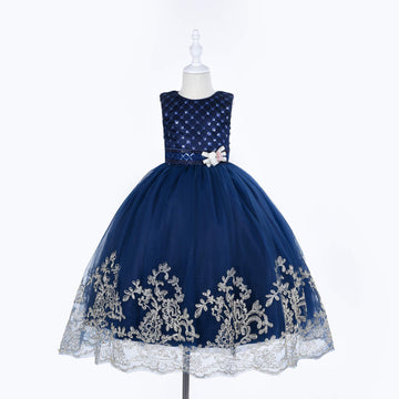 Cosplay Life Floral Dress For Girls And Young Adults Fashion Flower Waistline Kids Party Festival Dress Ages 4-12 Years Old (Blue, 10Yrs)