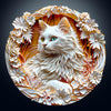 Wooden Puzzle for mature-themeds-3D Visual Effect White Cat Wooden Puzzle Unique Shape Advanced Wooden Jigsaw Puzzle for mature-themed Best Birthday Gifts Halloween Challenge Craft (S-8.5 * 8.4in-100pcs)