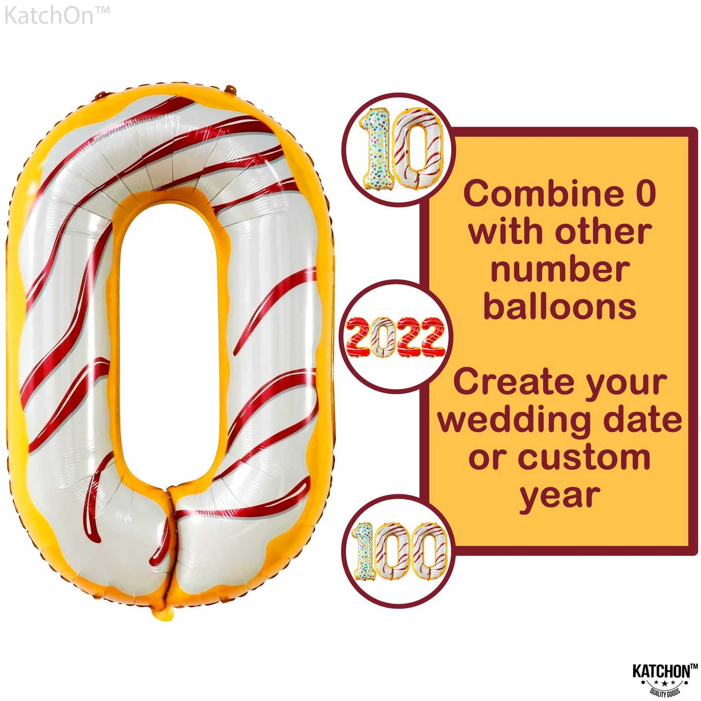 Katchon, Donut Balloon Number 0-40 Inch | Donut 0 Balloon Number For Donut Party Decorations | Donut 0 Balloon For Sweet Theme Party Supplies | Donut Birthday Balloons, 0 Digit Balloon, Zero Balloon
