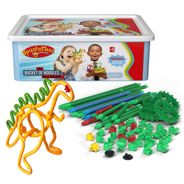Spaghetteez Kids Building Toy Set - Interactive Bucket Of Noodles Construction Kit With Flexible Noodles - Educational Creative