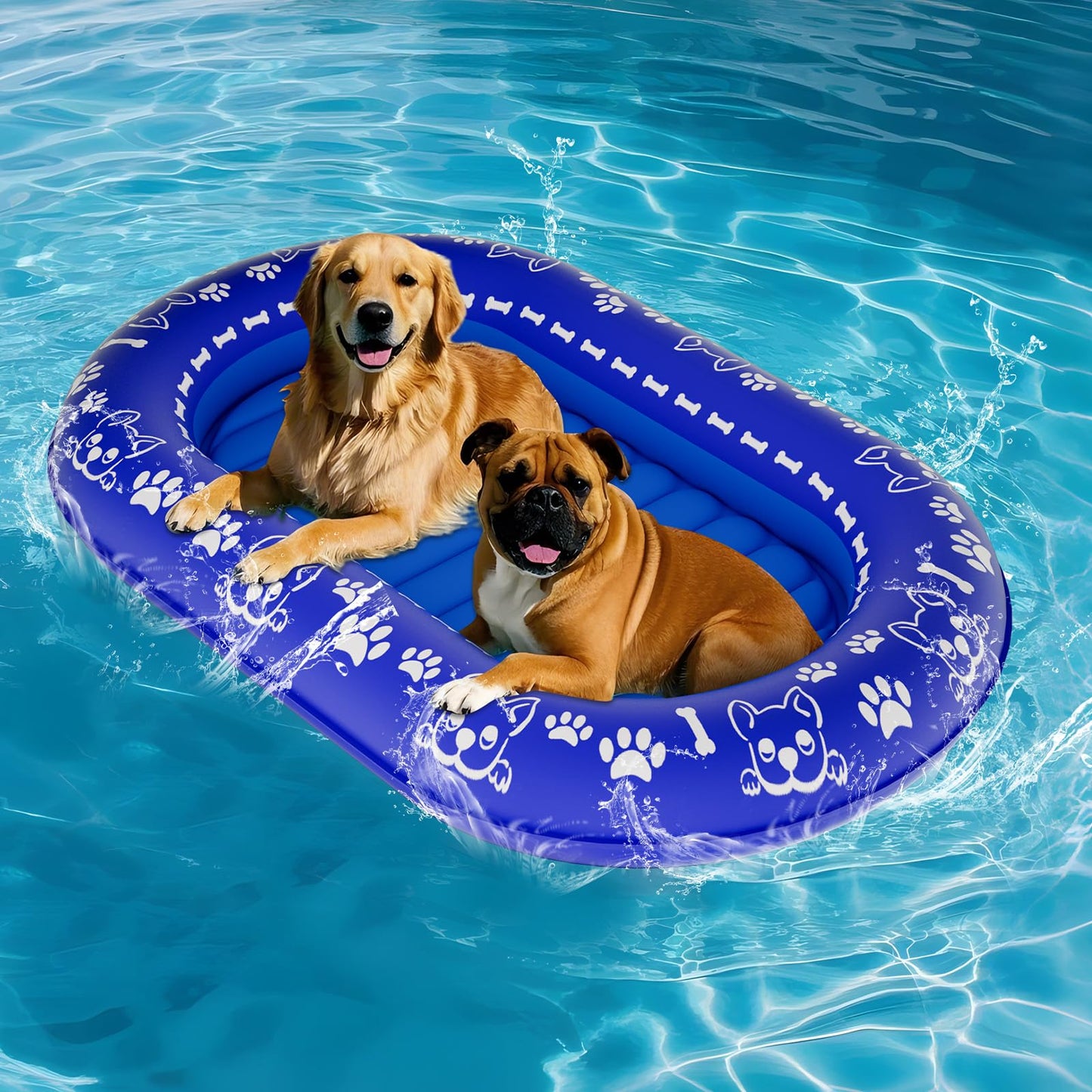 Toggloo 57''X35'' Pool Float For Dogs, Non-Slip Pet Floating Mat For Pool, Extra Large Inflatable Raft For Small/Medium/Large Do