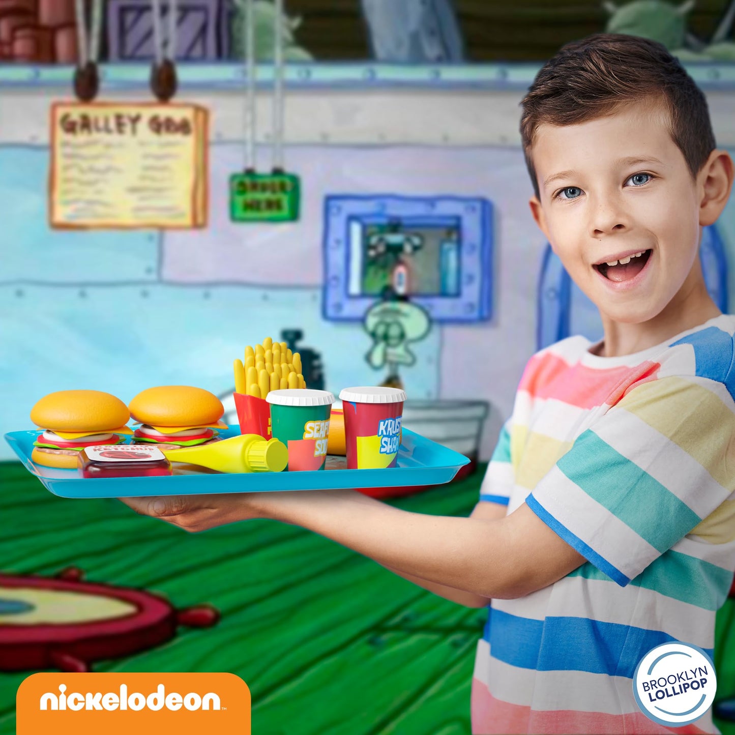Lollipop Spongebob Kids Kitchen Playset - Interactive Play Food with Burgers, Shake & Fries for Ages 3-5, Multi Color