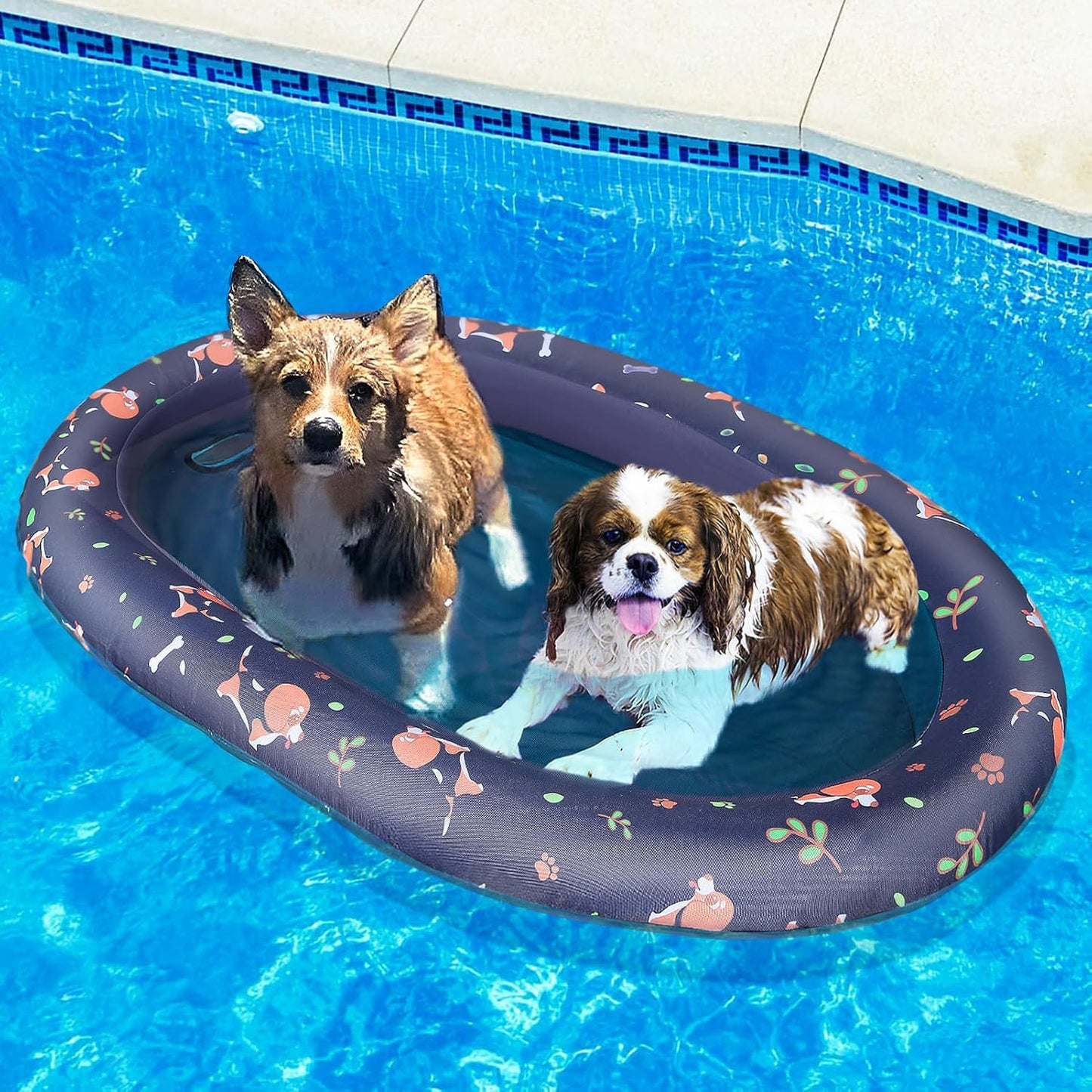 Dog Pool Float - 2025 Upgraded Tear Resistant Oxford Stable Support Dog Floatie, Inflatable Summer Doggies Raft Toy For Swimming